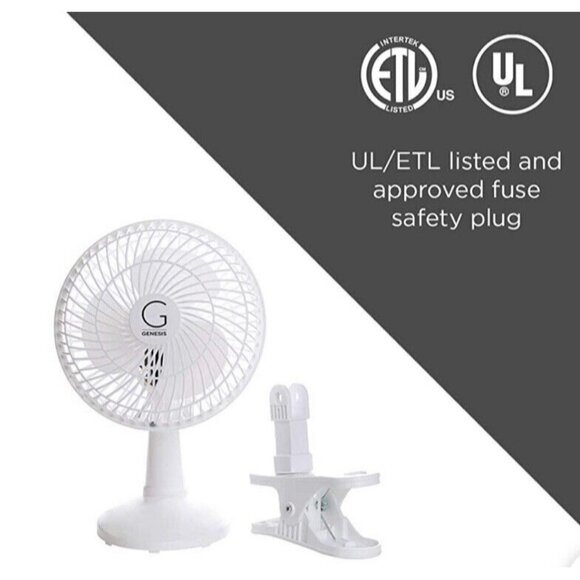 Genesis 6-Inch Clip Convertible Table-Top & Clip Fan Two Quiet Speeds New - Picture 1 of 6
